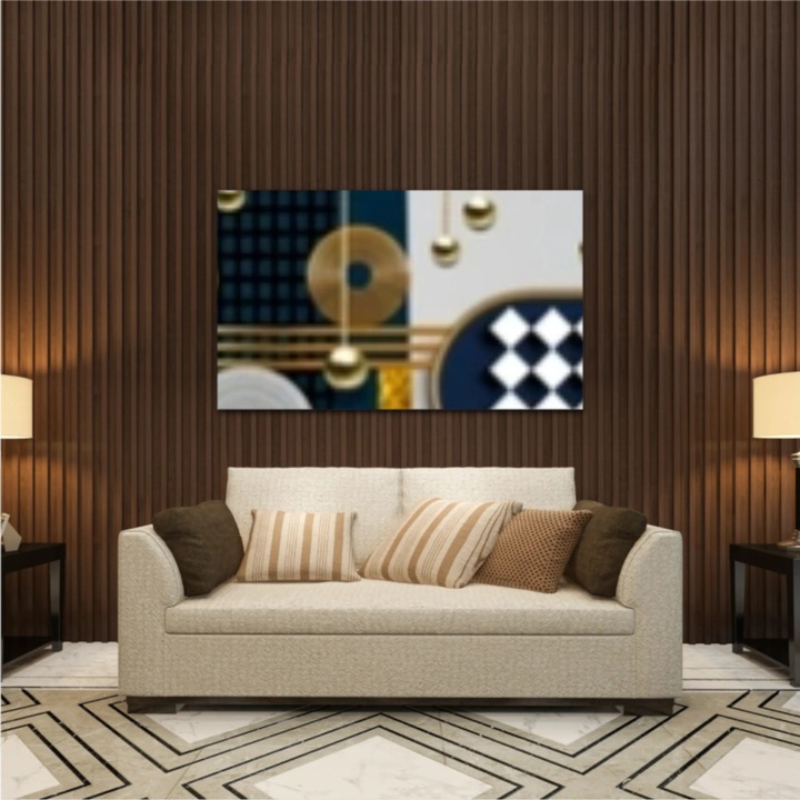 Vászonfestmény, 1 db, 0748-as geometriai elrendezés 3D-s illusztrációja, UV-nyomat PREMIUM COTTON vászonra és fa keretre feszítve, 100X60 cm