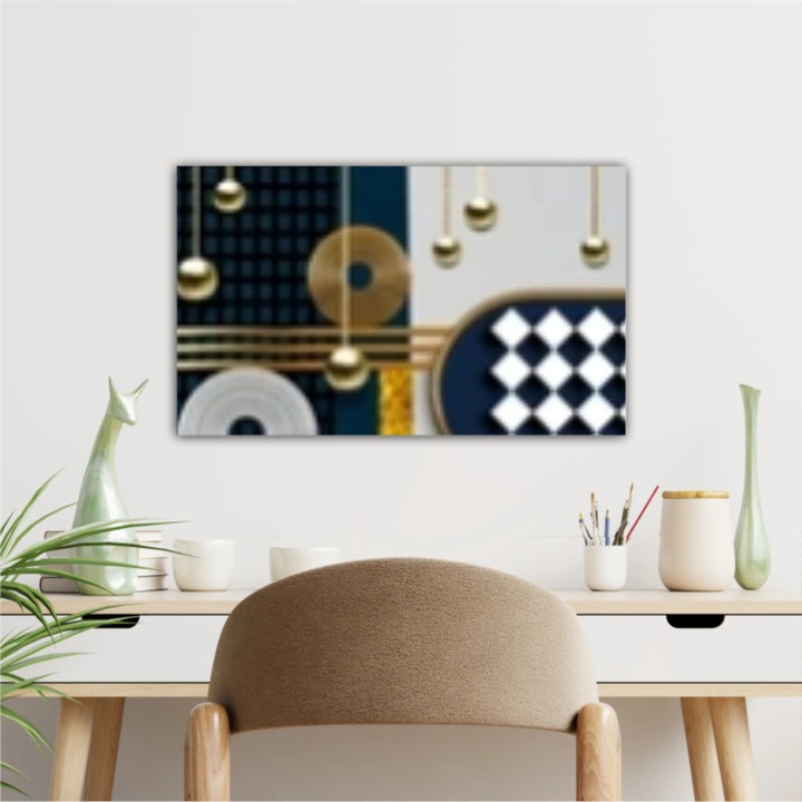 Vászonfestmény, 1 db, 0748-as geometriai elrendezés 3D-s illusztrációja, UV-nyomat PREMIUM COTTON vászonra és favázra feszítve, 50X30 cm