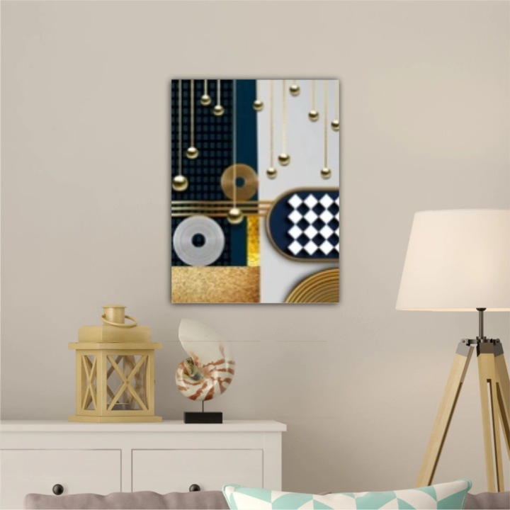 Vászonfestmény, 1 db, 0748-as geometriai elrendezés 3D-s illusztrációja, UV-nyomat PREMIUM COTTON vászonra és fa keretre feszítve, 30X40 cm