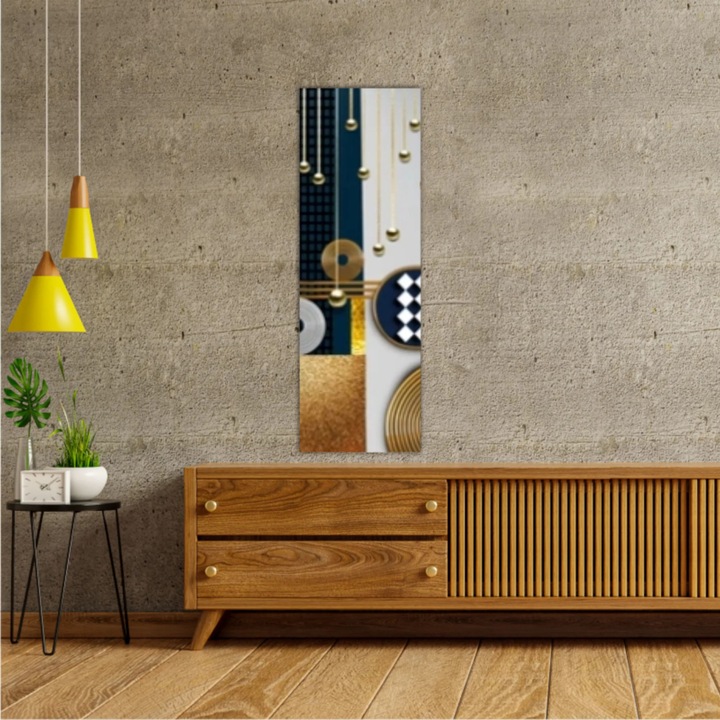 Vászonfestmény, 1 db, 0748-as geometriai elrendezés 3D-s illusztrációja, UV-nyomat PREMIUM COTTON vászonra és fa keretre feszítve, 40X120 cm