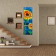 3 db-os Multicanvas festmény készlet, Napraforgó kék absztrakt alapon 0807, UV nyomat PREMIUM COTTON vászonra és fa keretre feszítve, 40X120 cm