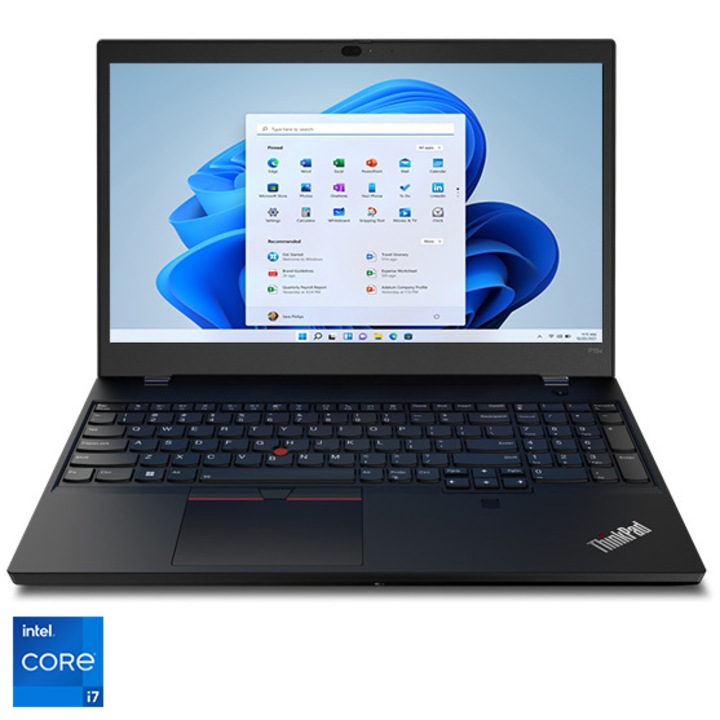 Laptop Lenovo ThinkPad T15p Gen 3 cu procesor Intel® Core™ i7-12700H pana la 4.70 GHz, 15.6'', UHD, IPS, 16GB DDR5, 512GB SSD, NVIDIA® GeForce RTX 3050 4GB, Windows 11 downgrade to Windows 10 Pro, Black