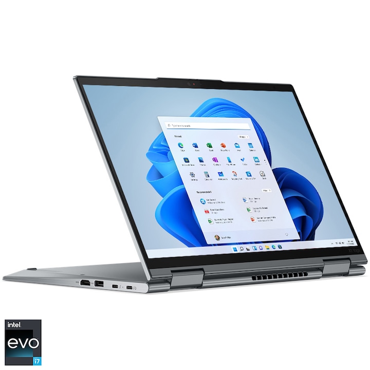 Laptop 2 in 1 Lenovo ThinkPad X1 Yoga Gen 7 cu procesor Intel® Core™ i7-1260P pana la 4.70 GHz, 14'', WUXGA, IPS, Touch, 16GB, 512GB SSD, Intel Iris Xe Graphics, Windows 11 Pro, Storm Grey