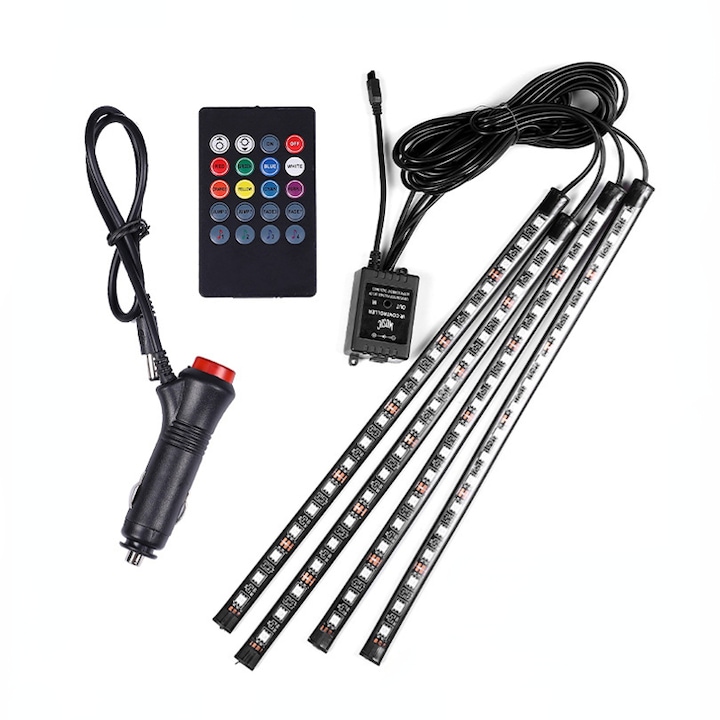 RGB LED szalag készlet, távirányító, 5050, USB, Fekete
