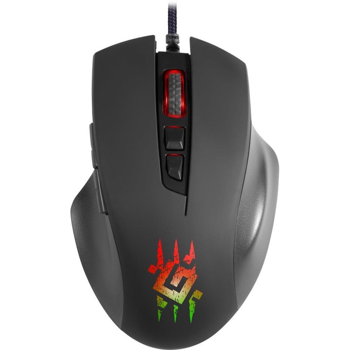 Mouse gaming cu fir Usb Defender, 12800 DPI, Negru