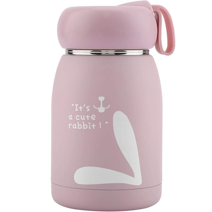 Termos mancare si lichide pentru copii, otel inoxidabil, 320ml, roz, bebeLOGIC™