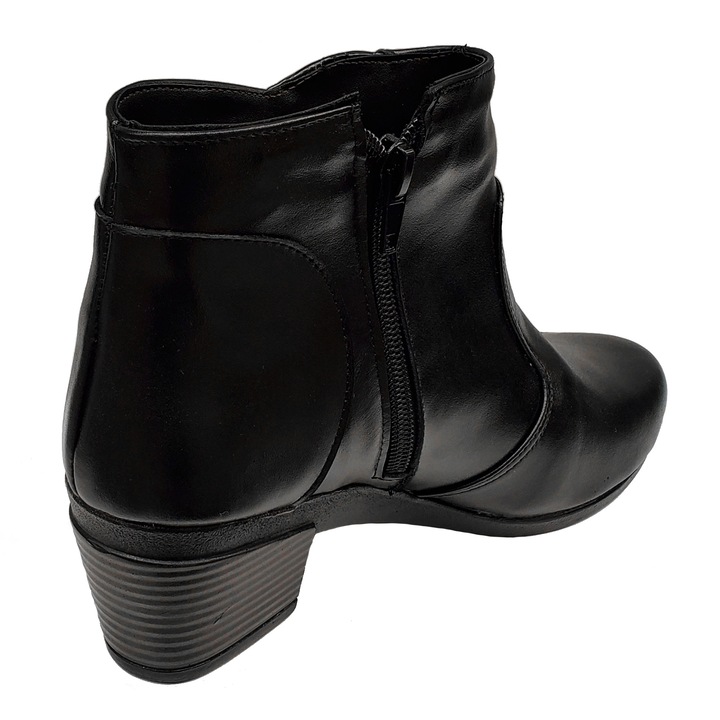 Botine dama din piele naturala Bella, Negru