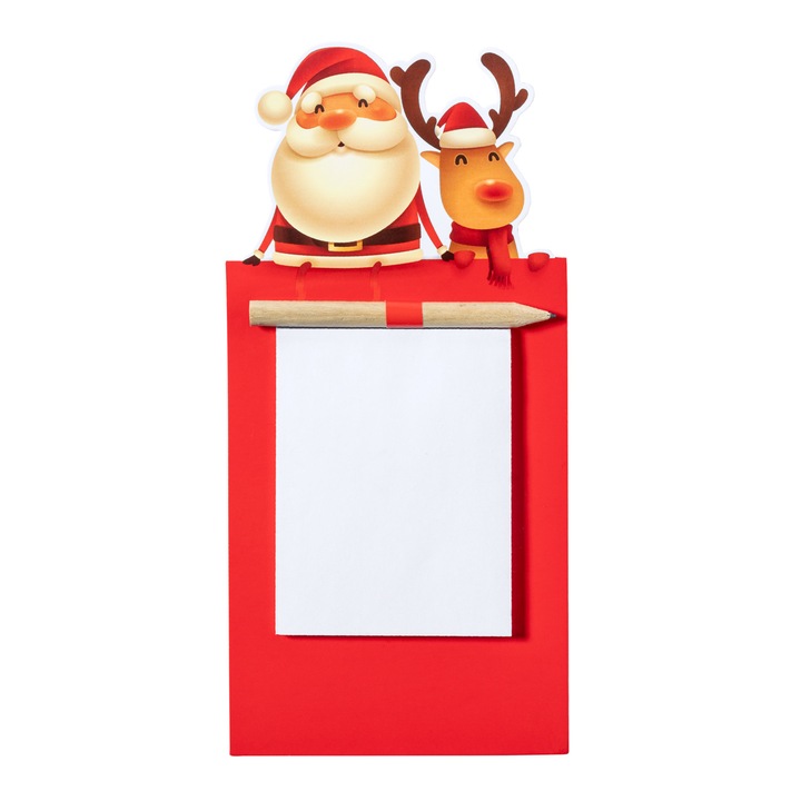 Caiet cu creion Craciun, Blent, Magnetic, 40 coli, 95x202 mm, Rosu