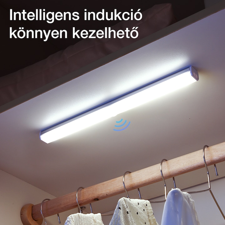 Dollcini, Intelligens LED lámpa vezeték nélküli mozgásérzékelővel és USB-töltéssel, hordozható, 21 cm, hideg fény