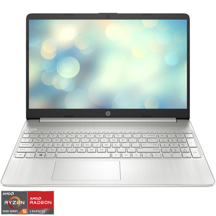 Лаптоп HP 15s-eq3017nq, AMD Ryzen™ 5 5625U, 15.6", Full HD, 16GB, 512GB SSD, AMD Radeon™ Graphics, FreeDOS, Natural Silver