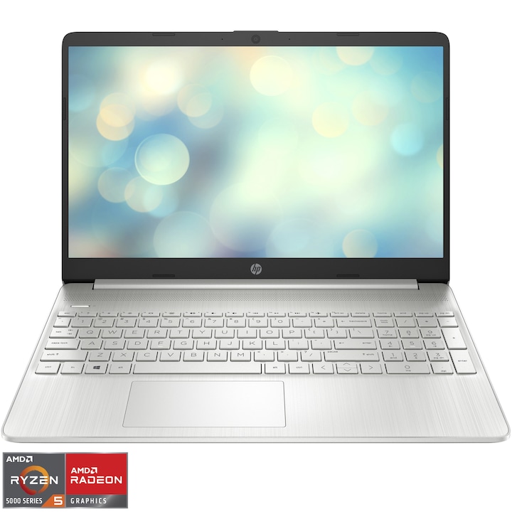 Laptop HP 15s-eq3018nq AMD Ryzen™ 5 5625U pana la 4.3GHz, 15.6" Full HD, 8GB, SSD 512GB, AMD Radeon™ Graphics, Free Dos, Natural Silver