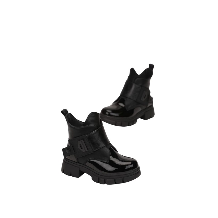 Ghete de lac pentru fetite, Apawwa GQ431, black, 26 - 31 EU