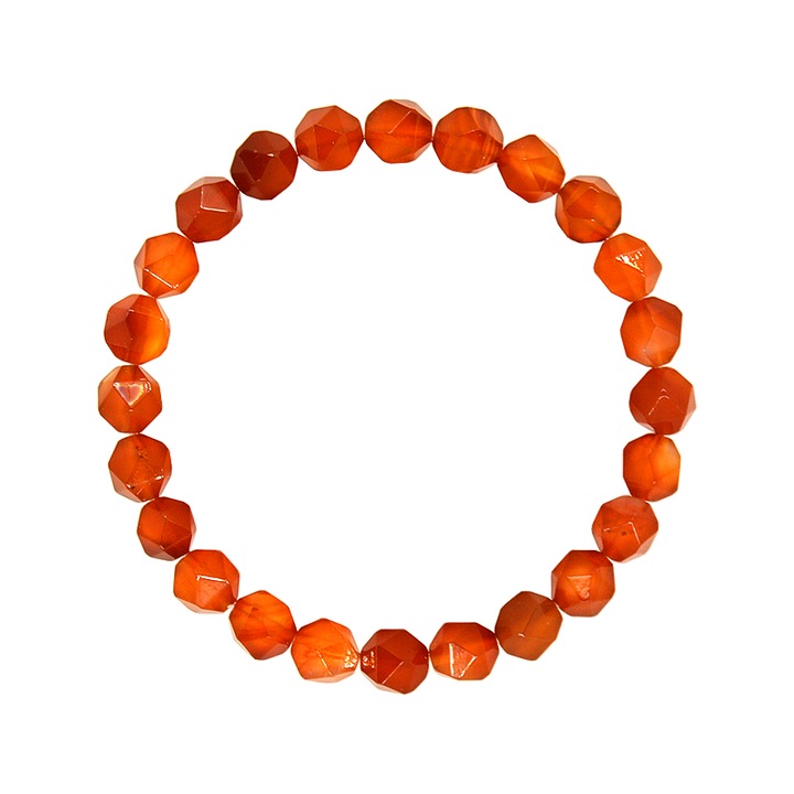 Bratara Carneol, sfere maxifatetate 8mm, 19 cm, cristale semipretioase, unisex, e-crystals