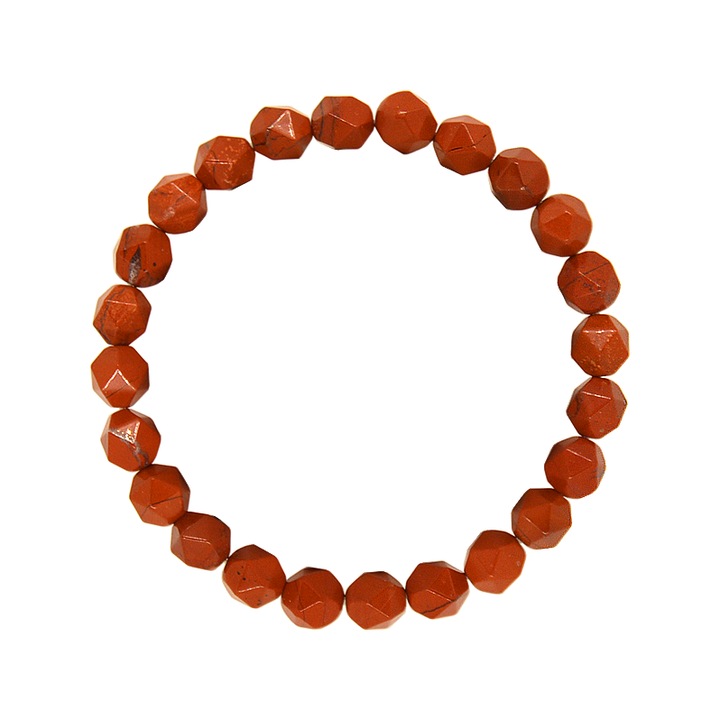 Bratara Jasp Rosu, sfere maxifatetate 8mm, 19 cm, cristale semipretioase, unisex, e-crystals