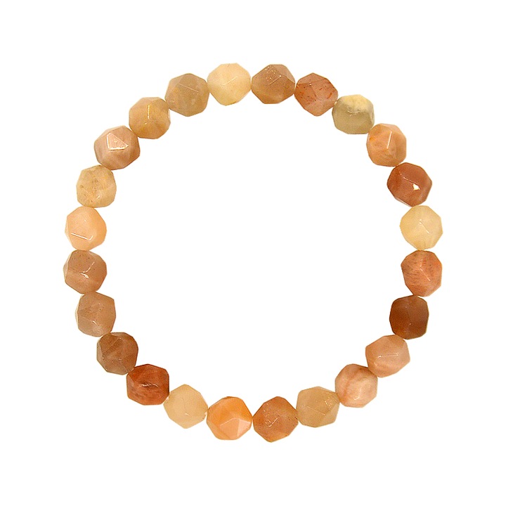 Bratara Piatra Soarelui, sfere maxifatetate 8mm, 19 cm, cristale semipretioase, unisex, e-crystals