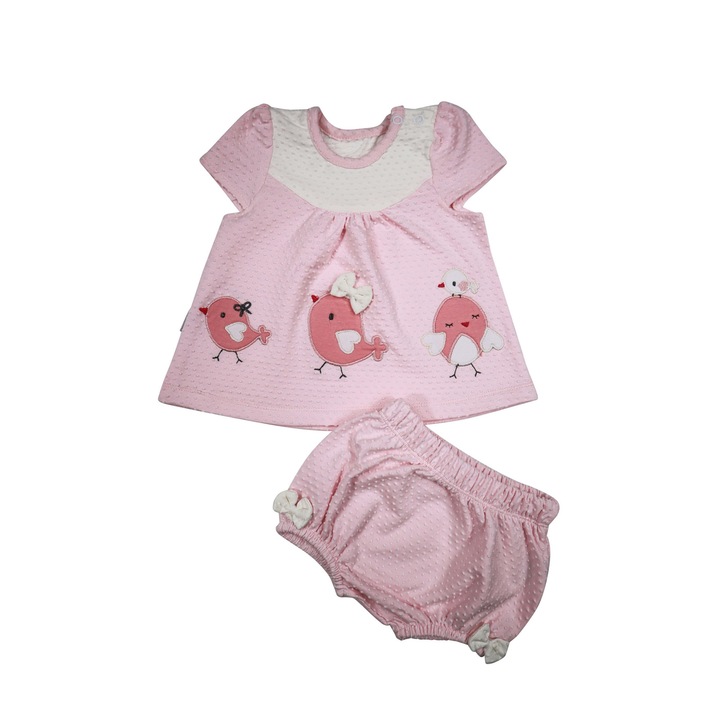 Set Bebelusi "Puisori" 2 Piese Rochita Si Chilotel 100% Bumbac, Roz