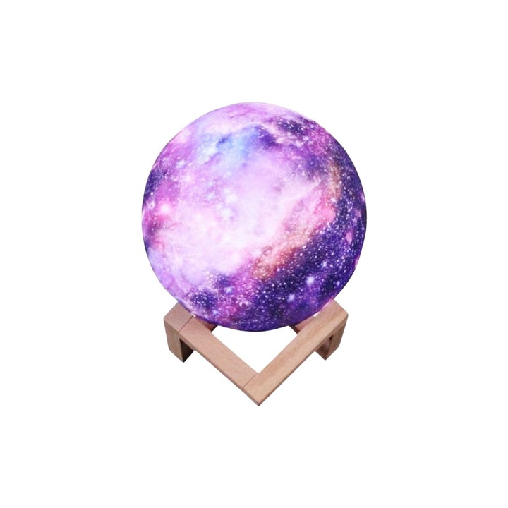 Lampa decorativa model univers mov cu stand de lemn, pentru camera copilului, dormitor, birou,13 cm