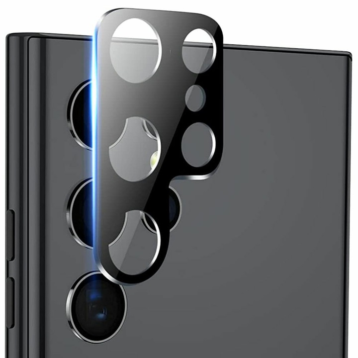 Folie protectie camera, TA TECH ARMOR, Sticla, pentru Samsung Galaxy S23 Ultra 5G, Negru