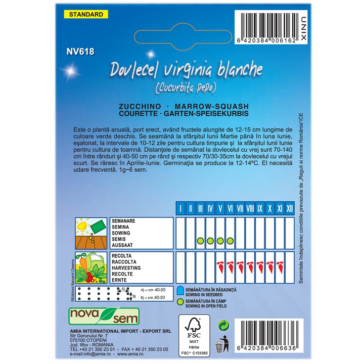 Sol Virginia Emag Seminte Novasem, Dovlecel Virginia Blanche, 2.5 g - eMAG.ro
