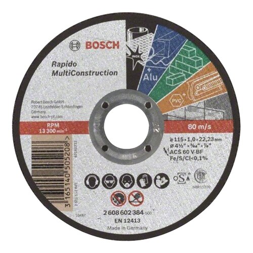 Disc de taiere Bosch Professional Rapido, ACS 60 V BF, 115 x 22,23 x 1 mm