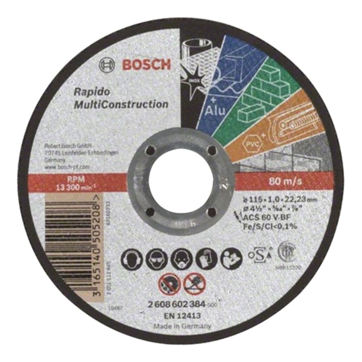 Bosch Professional Rapido Vágótárcsa, 115 x 22,23 x 1 mm, ACS 60 V BF