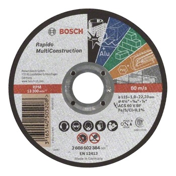 Disc de taiere Bosch Professional Rapido, ACS 60 V BF, 115 x 22,23 x 1 mm Disc de taiere Bosch Professional Rapido, ACS 60 V BF, 115 x 22,23 x 1 mm