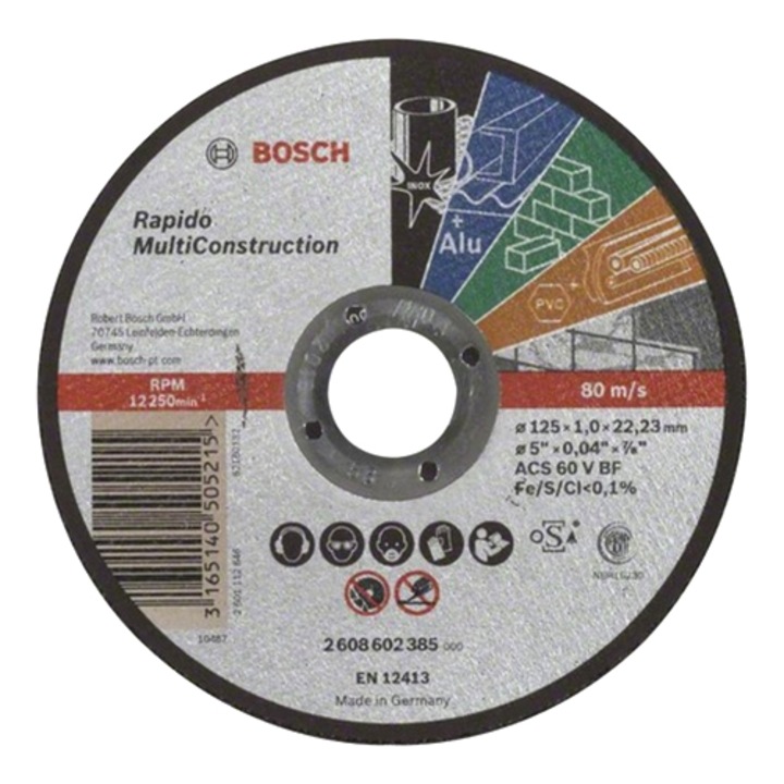 Bosch Professional Rapido Multi Construction Vágótárcsa, ACS 60 V BF, 125 x 22,23 x 1 mm