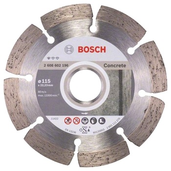 Disc diamantat Bosch Standard pentru beton, 115 x 22,23 x 1.6 x 10 mm Disc diamantat Bosch Standard pentru beton, 115 x 22,23 x 1.6 x 10 mm