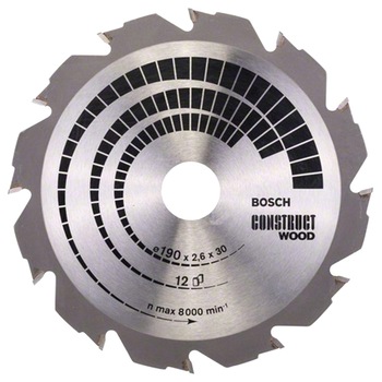 Panza fierastrau circular Bosch Professional Construct pentru lemn, 190 x 30 x 2.6 mm Panza fierastrau circular Bosch Professional Construct pentru lemn, 190 x 30 x 2.6 mm