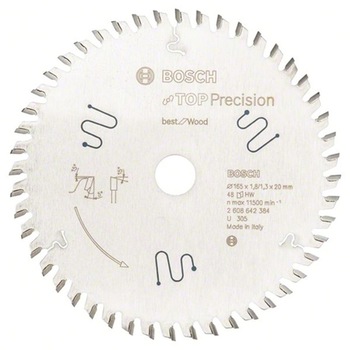 Panza fierastrau circular Bosch Professional Top Precision pentru lemn, 165 x 20 x 1.8 mm./ Panza fierastrau circular Bosch Professional Top Precision pentru lemn, 165 x 20 x 1.8 mm./