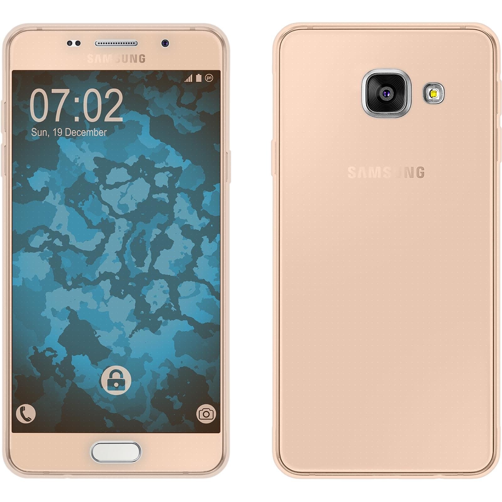 Husa Full TPU 360° (fata + spate), ultra-slim 0.3 mm pentru Samsung Galaxy A3 (2016), Gold Transparent