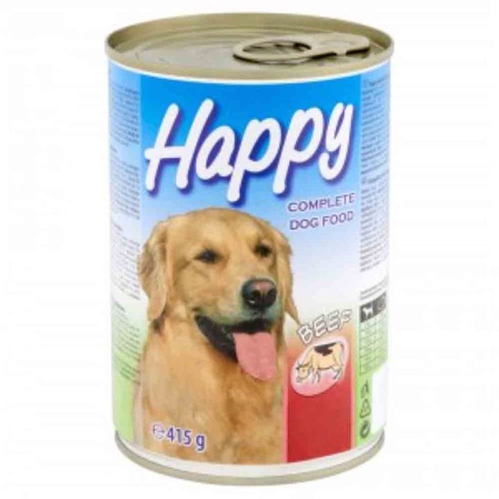 Conserva pentru Caini Happy, Carne de Vita, 415 g