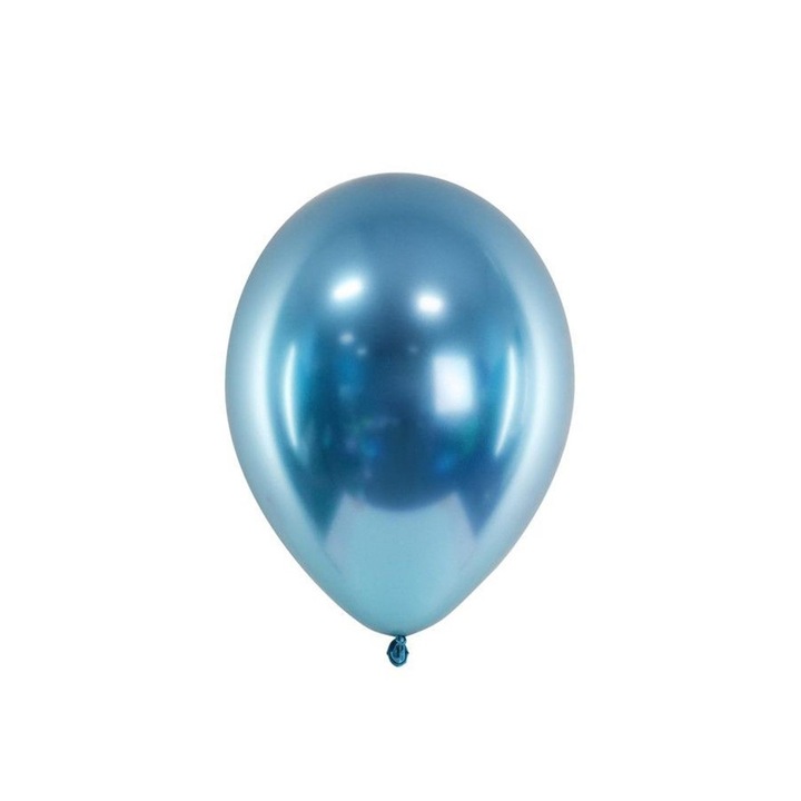 Set 20 baloane latex, chrome, 13 cm, albastru