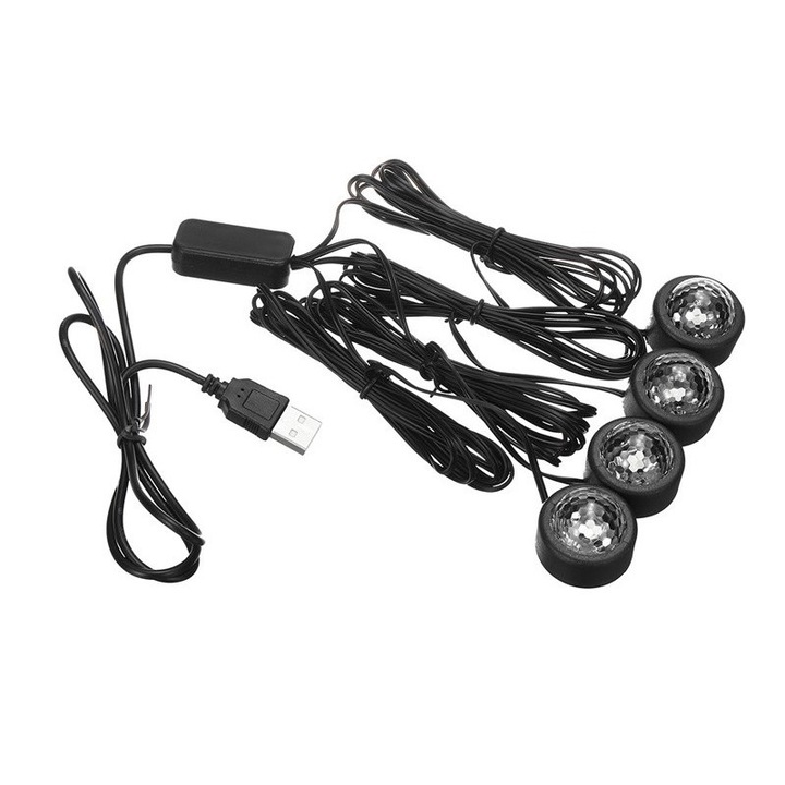 4 db-os autóbelső lámpa A10 USB LED RGB csillaglámpa készlet