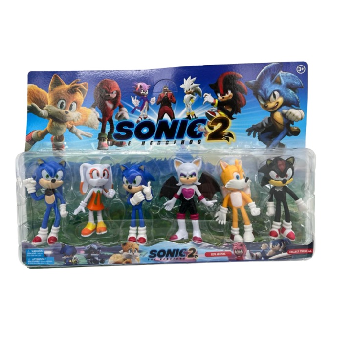 Set 6 figurine Sonic, The Hedgfhog multicolor, 10 cm, 3 ani+