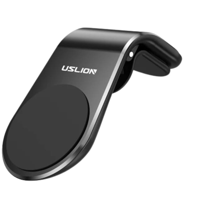 Suport Auto OZ Uslion Premium cu Magnet Neodim pentru Telefon, Tableta, GPS cu Prindere pe Grila de Ventilatie, Negru