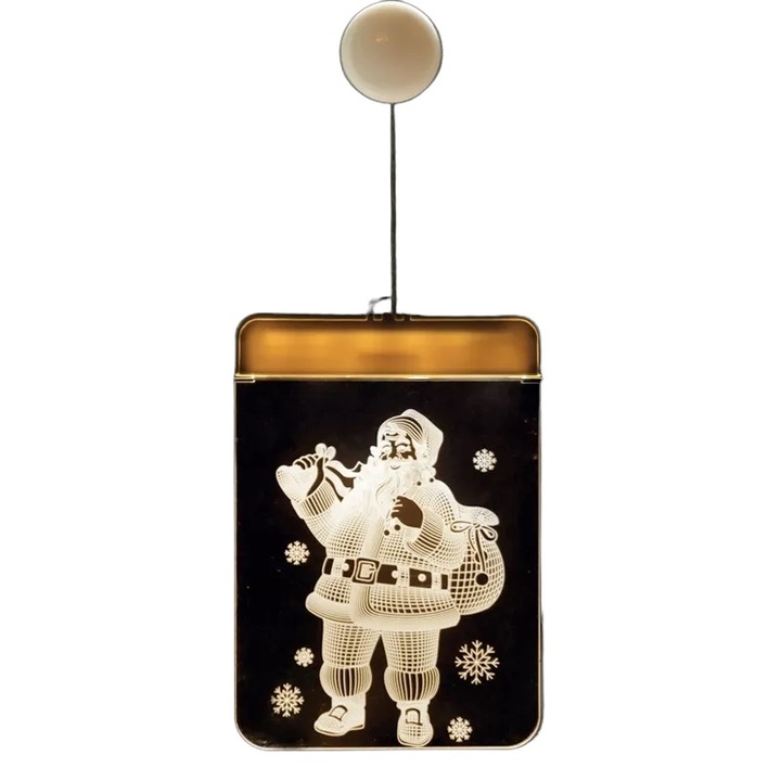 Instalatie Craciun LED, 3D, lumina calda, Mos Craciun, alimentare cu baterii, YULMI