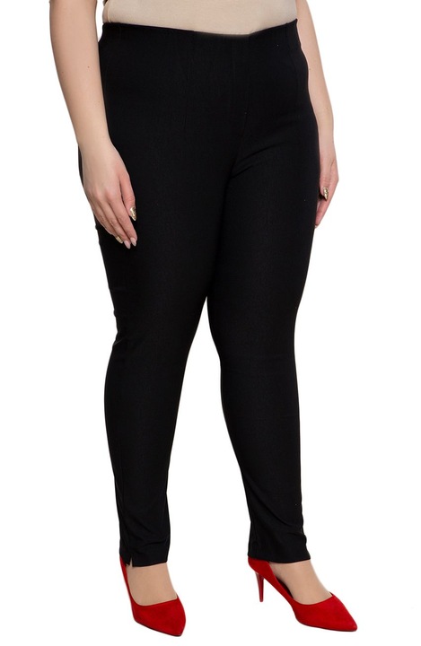 Pantaloni drepti pentru femei, MDR24, cu talie inalta, negru, marimea 52