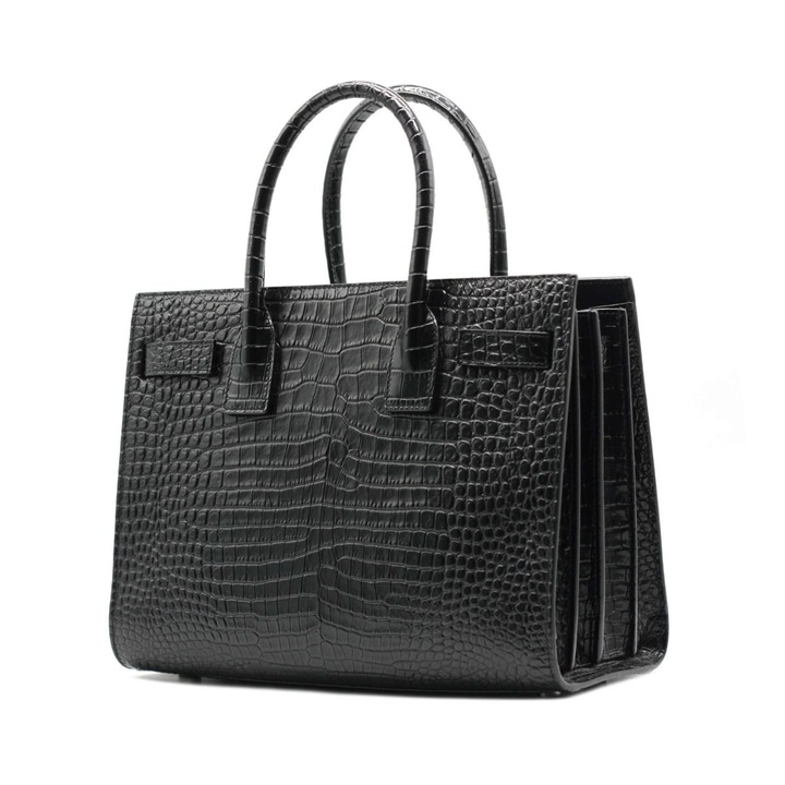 Fekete krokodilmintás bőrtáska - Nano 22-es méret