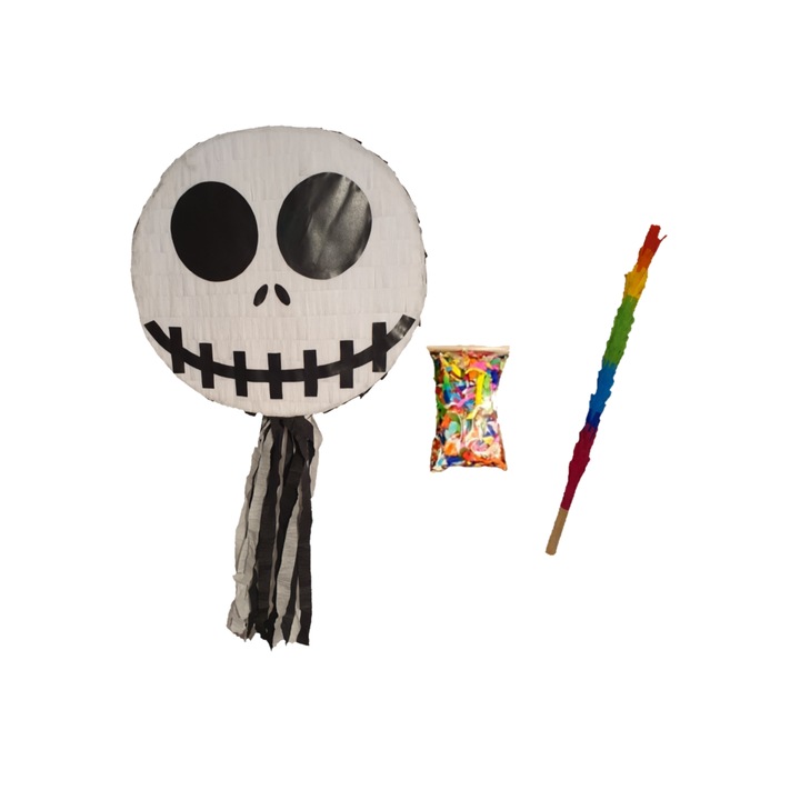 Pinata Halloween Craniu star, Pinastar, cu bat si confetti
