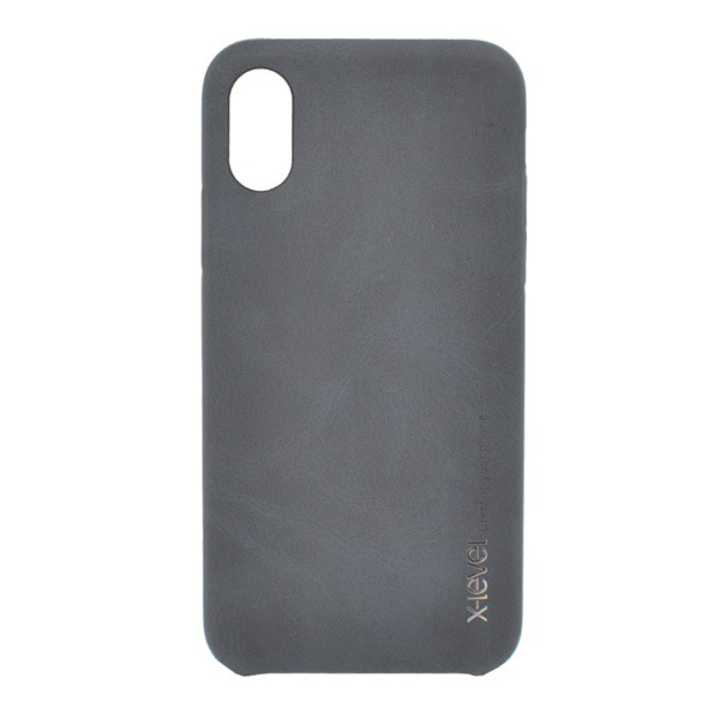 X-LEVEL műanyag telefonvédő (bőr hatású hátlap) FEKETE [Apple iPhone XS 5.8] (5996457822126)