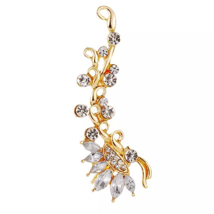 Női fülbevaló, egyfülű modell, pattogatott kukorica és féldrágakristályok, arany, M2, EFAYN