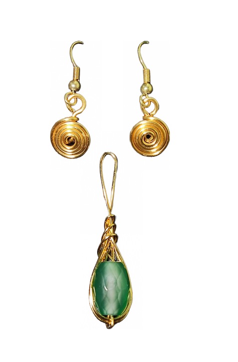 Set cercei-pandantiv de inspiratie antica, fir gilt, Auriu