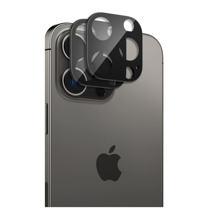 Комплект протектори за камера Spigen, Optik, 2 броя, За iPhone 14 Pro / 14 Pro Max, Стъкло, Черен