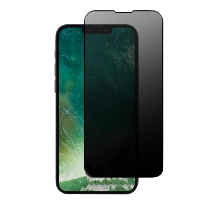 Протектор съвместим с Apple iPhone 14 Pro, Против шпиониране, Пълно покритие, Черен