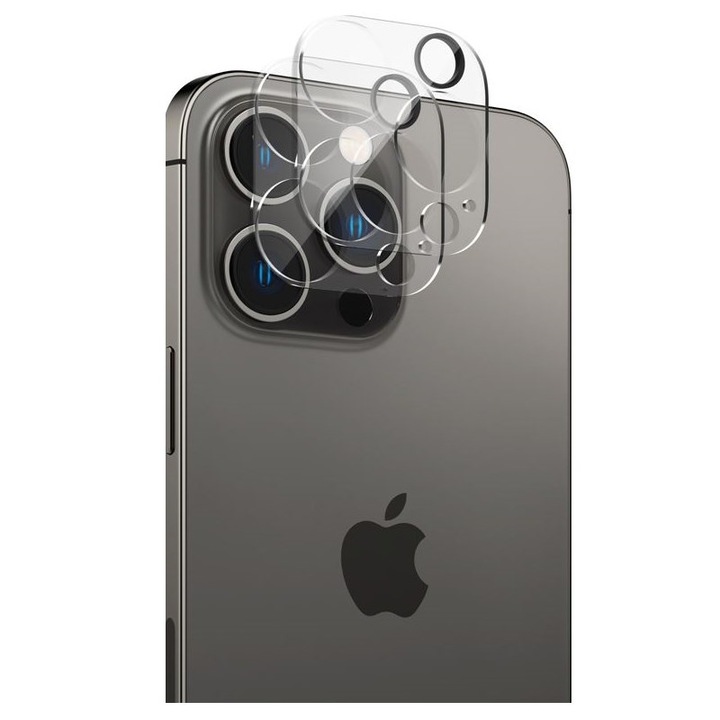 Комплект протектори за камера Spigen, Optik, 2 броя, За iPhone 14 Pro/14 Pro Max Clear, Стъкло