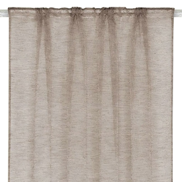 Късо перде за кухня, с ширит, бежово, полиестер, 140 х 140см