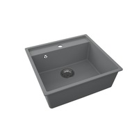 Chiuveta bucatarie SanDonna Selena, 530x500 mm, adancime cuva 200 mm, quartz compozit, Gri/Titan