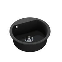 Chiuveta bucatarie SanDonna Lena, 510 mm, adancime cuva 190 mm, quartz compozit, Negru/Metalic