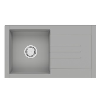 Chiuveta bucatarie SanDonna Arona, 760x440 mm, adancime cuva 180 mm, quartz compozit, Gri/Titan